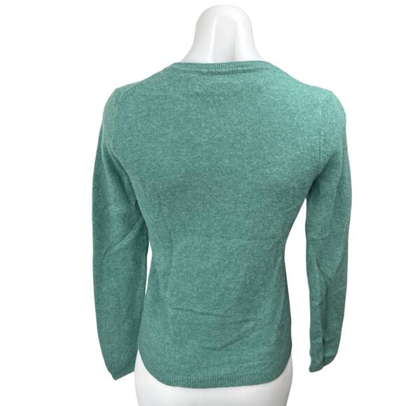 Ellen Tracy Green 100% Cashmere Crew Neck Long Sleeve Pullover Sweater Top S - Picture 2 of 3